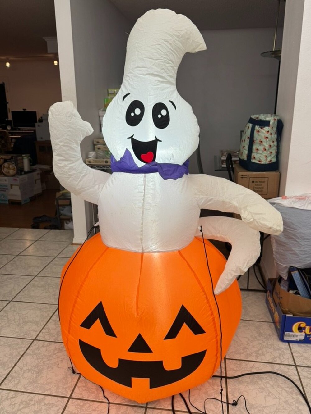 5ft GOOSH Halloween Inflatable Ghost On Pumpkin